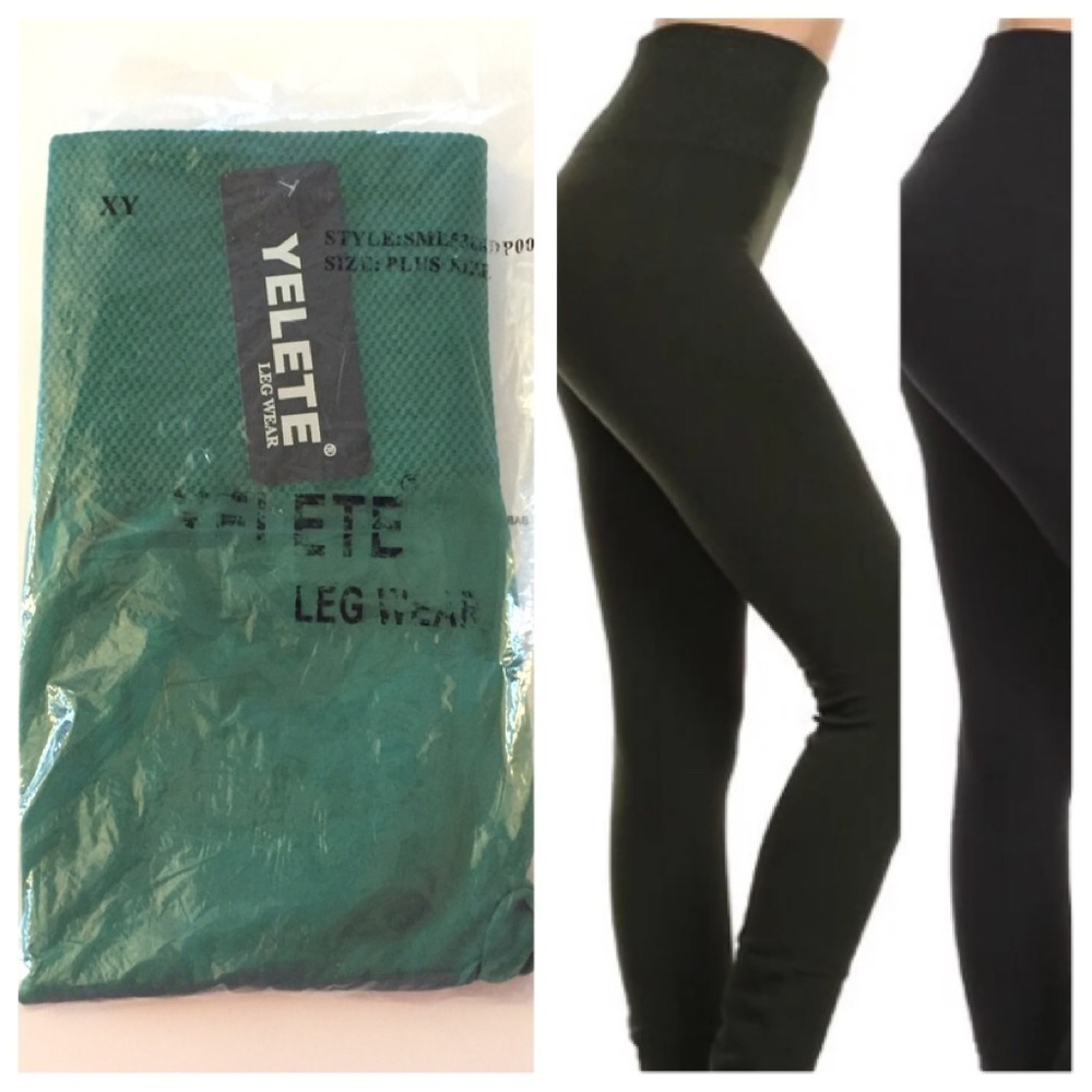 YELETE Leggings OSFM Green High Waist Tummy Compression OSFM Casual Activewear